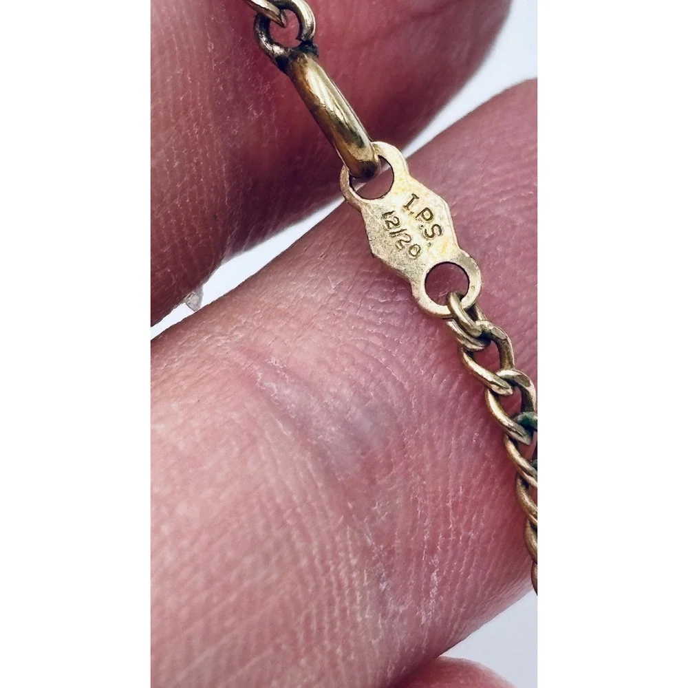 I.P.S. Vintage Gold Filled Heart Pendant Necklace Yellow Stones
